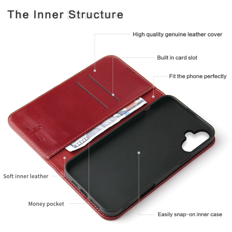 For iPhone 16 Plus Fierre Shann Cowhide Leather Flip Leather Phone Case(Red) - iPhone 16 Plus Cases by FIERRE SHANN | Online Shopping UK | buy2fix