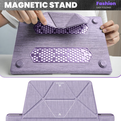 For MacBook Air 13.6 inch A3113 / A2681 Fabric Magnetic Holder Laptop Protective Case(Purple) - MacBook Air Cases by buy2fix | Online Shopping UK | buy2fix