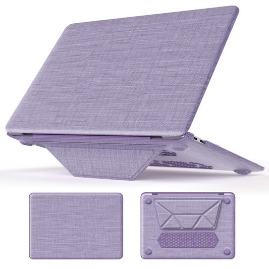 For MacBook Air 13.3 inch A2337 Fabric Magnetic Holder Laptop Protective Case(Purple) - MacBook Air Cases by buy2fix | Online Shopping UK | buy2fix