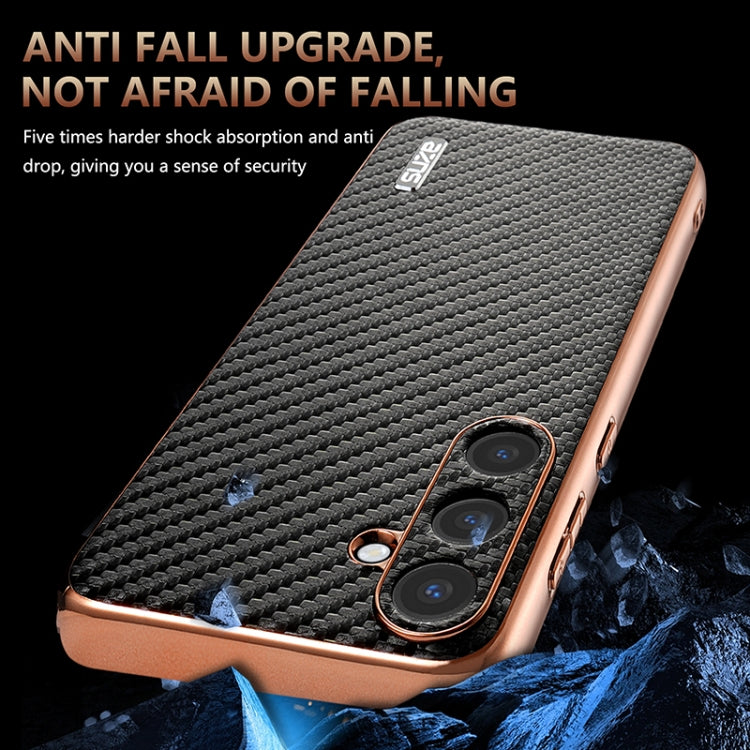 For Samsung Galaxy S25 5G AZNS Electroplated Edge Carbon Fiber Texture Phone Case(Blue) - Galaxy S25 5G Cases by AZNS | Online Shopping UK | buy2fix