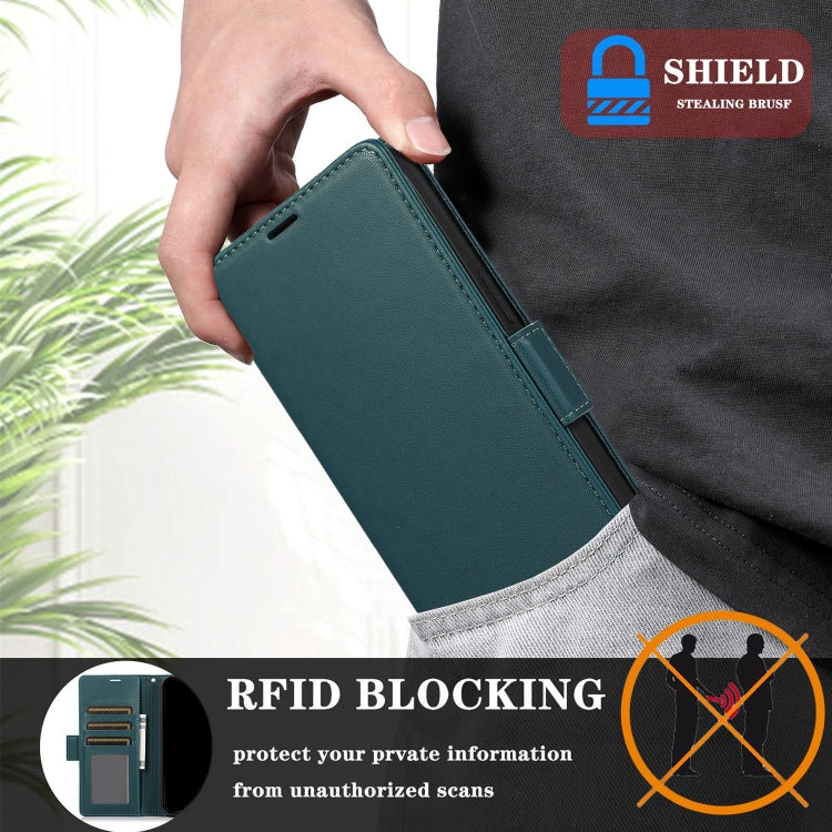 For Samsung Galaxy S25+ / S24+ 5G Side Buckle RFID Anti-theft Leather Phone Case(Green) - Galaxy S25+ 5G Cases by buy2fix | Online Shopping UK | buy2fix