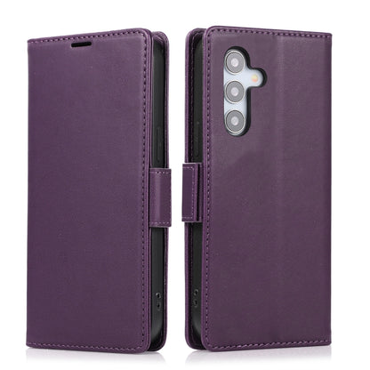 For Samsung Galaxy S25+ / S24+ 5G Side Buckle RFID Anti-theft Leather Phone Case(Dark Purple) - Galaxy S25+ 5G Cases by buy2fix | Online Shopping UK | buy2fix