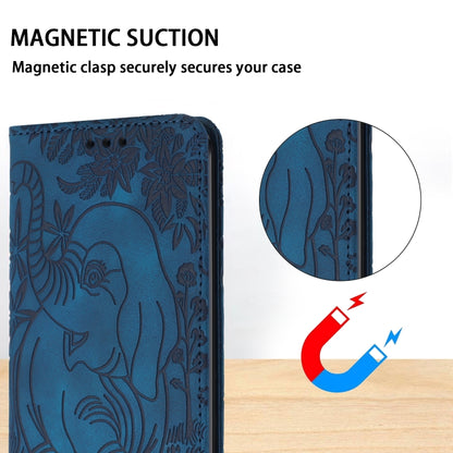 For Samsung Galaxy S25 Ultra 5G Retro Elephant Embossed Leather Phone Case(Blue) - Galaxy S25 Ultra 5G Cases by buy2fix | Online Shopping UK | buy2fix