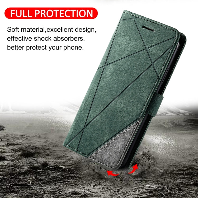 For Samsung Galaxy S25+ 5G Skin Feel Splicing Leather Phone Case(Green) - Galaxy S25+ 5G Cases by buy2fix | Online Shopping UK | buy2fix