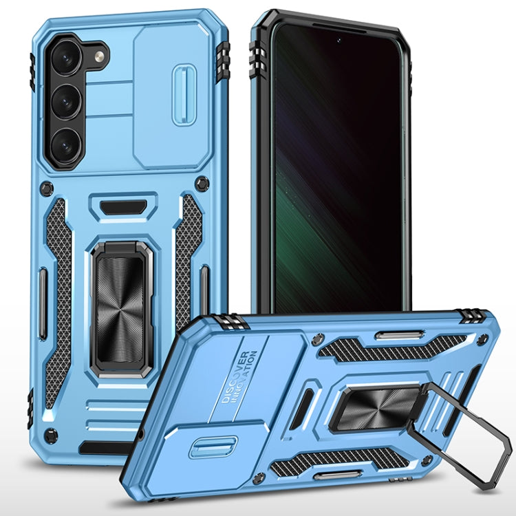 For Samsung Galaxy S25 5G Armor PC Hybrid TPU Camera Shield Phone Case(Light Blue) - Galaxy S25 5G Cases by buy2fix | Online Shopping UK | buy2fix