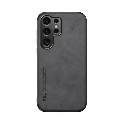 For Samsung Galaxy S25 Ultra 5G Skin Feel Magnetic Leather Back Phone Case(Dark Grey) - Galaxy S25 Ultra 5G Cases by buy2fix | Online Shopping UK | buy2fix