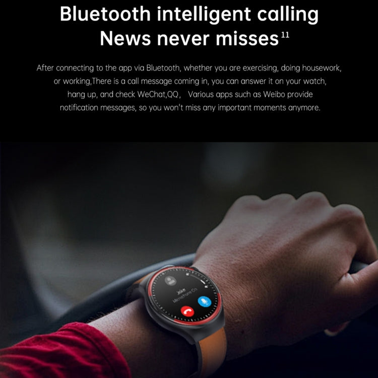 T82 1.43 inch Round Screen BT Call Smart Watch, Heart Rate / Blood Pressure / Blood Oxygen / Sleep / Blood Sugar / HRV / Metope / SOS, Strap:Silicone Blue - Smart Wristbands by buy2fix | Online Shopping UK | buy2fix