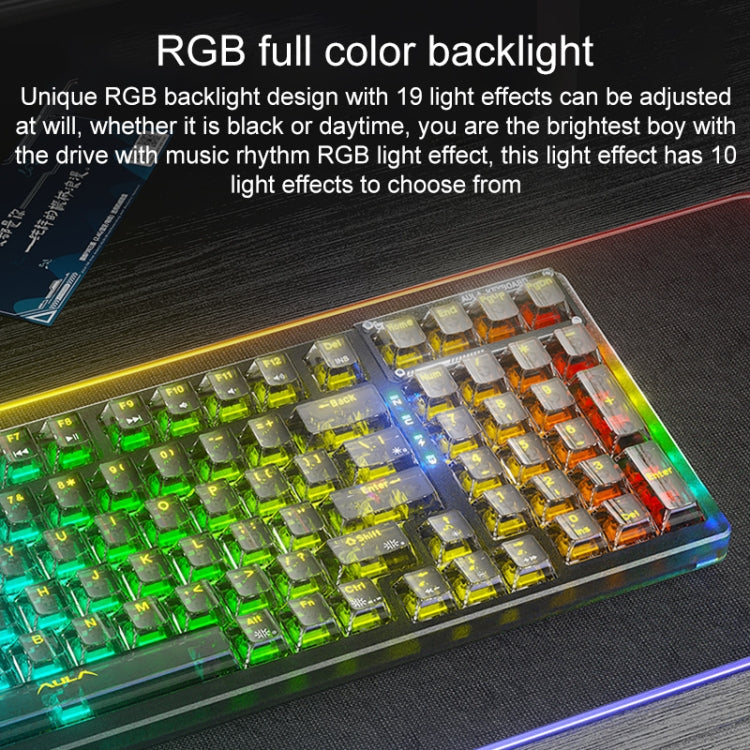 AULA F98 Pro 99 Keys Wired/2.4G/Bluetooth Three Model RGB Mechanical Keyboard, Shaft:Ice Soul Shaft(Transparent White) - Wireless Keyboard by AULA | Online Shopping UK | buy2fix