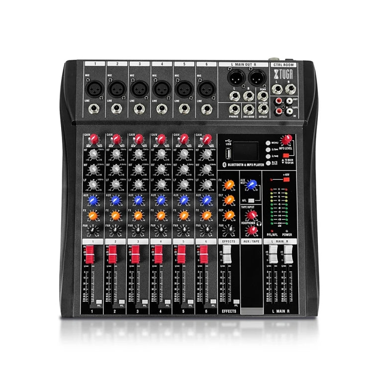 XTUGA CT60X 6-Channels Audio Mixer DJ Mixing Console with 48V Power Supply(US Plug) - Live Sound Effects Processors by XTUGA | Online Shopping UK | buy2fix