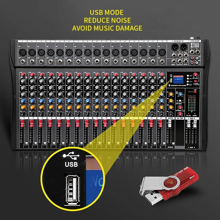 XTUGA CT160X 16-Channels Audio Mixer DJ Mixing Console with 48V Power Supply(EU Plug) - Live Sound Effects Processors by XTUGA | Online Shopping UK | buy2fix