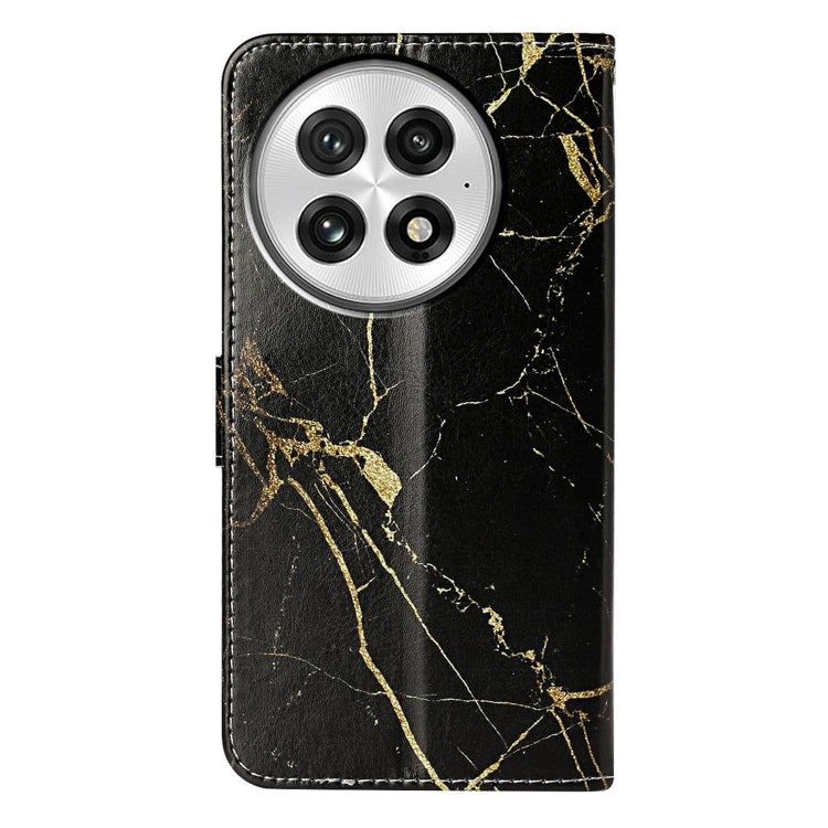 For OnePlus 13 Colored Drawing Marble Pattern Leather Phone Case(Black Gold Marble) - OnePlus Cases by buy2fix | Online Shopping UK | buy2fix