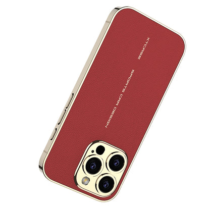 For iPhone 16 Pro GKK Plated Plain Leather Shockproof Phone Case(Red) - iPhone 16 Pro Cases by GKK | Online Shopping UK | buy2fix