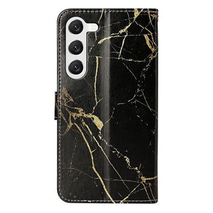 For Samsung Galaxy S25 5G Colored Drawing Marble Pattern Leather Phone Case(Black Gold Marble) - Galaxy S25 5G Cases by buy2fix | Online Shopping UK | buy2fix