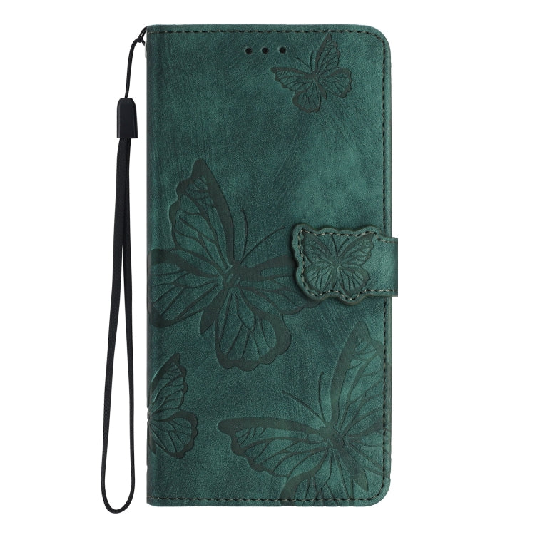 For Samsung Galaxy S25 5G Skin-feel Embossed Butterfly Leather Phone Case(Green) - Galaxy S25 5G Cases by buy2fix | Online Shopping UK | buy2fix