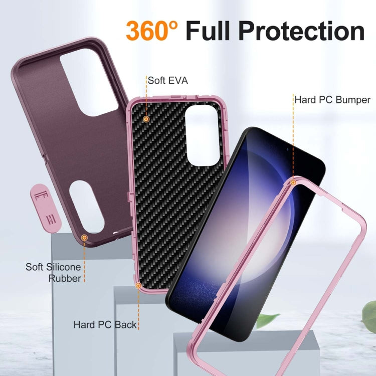 For Samsung Galaxy S24 / S25 5G Rugged PC Hybrid Silicone Phone Case with Holder(Purple+Pink) - Galaxy S25 5G Cases by buy2fix | Online Shopping UK | buy2fix