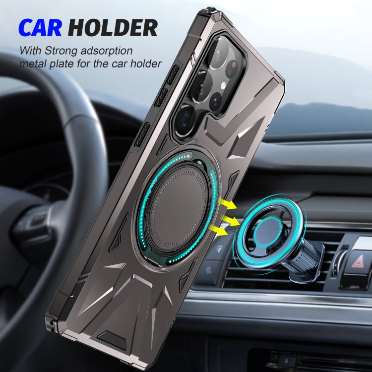 For Samsung Galaxy S25 Ultra 5G MagSafe Magnetic Shockproof Phone Case with Ring Holder(Dark Grey) - Galaxy S25 Ultra 5G Cases by buy2fix | Online Shopping UK | buy2fix