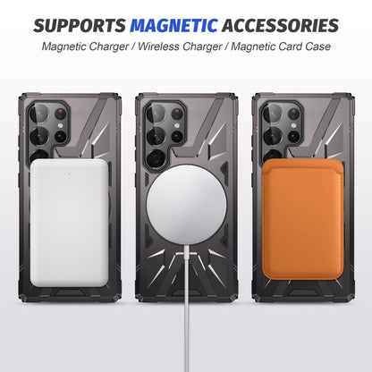 For Samsung Galaxy S25 Ultra 5G MagSafe Magnetic Shockproof Phone Case with Ring Holder(Dark Grey) - Galaxy S25 Ultra 5G Cases by buy2fix | Online Shopping UK | buy2fix