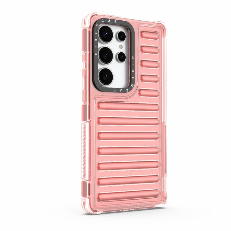 For Samsung Galaxy S25 Ultra 5G High Transparency TPU Hybrid PC Airbag Phone Case(Peach Red) - Galaxy S25 Ultra 5G Cases by buy2fix | Online Shopping UK | buy2fix