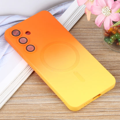 For Samsung Galaxy S25 5G Liquid TPU Silicone Gradient MagSafe Phone Case(Orange Yellow) - Galaxy S25 5G Cases by buy2fix | Online Shopping UK | buy2fix