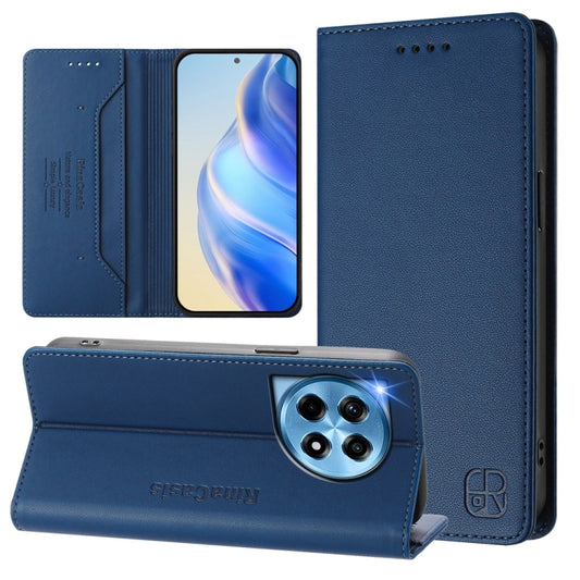 For OnePlus 12 Global RC01 Dual-Folded Magnetic Suction RFID Leather Phone Case(Dark Blue) - OnePlus Cases by buy2fix | Online Shopping UK | buy2fix