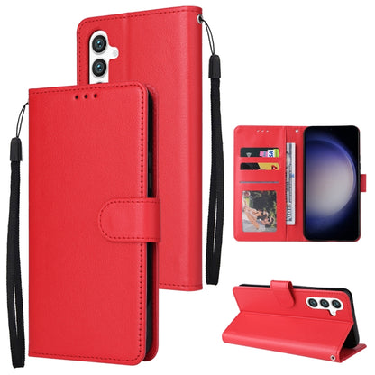 For Samsung Galaxy S25 5G 3-Card Slots Multifunctional Leather Phone Case(Red) - Galaxy S25 5G Cases by buy2fix | Online Shopping UK | buy2fix