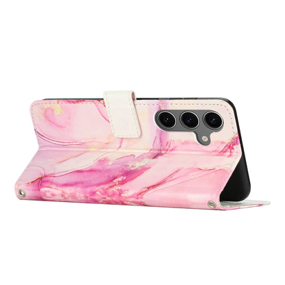 For Samsung Galaxy S25 5G Painted Marble Pattern Leather Phone Case(Rose Gold) - Galaxy S25 5G Cases by buy2fix | Online Shopping UK | buy2fix