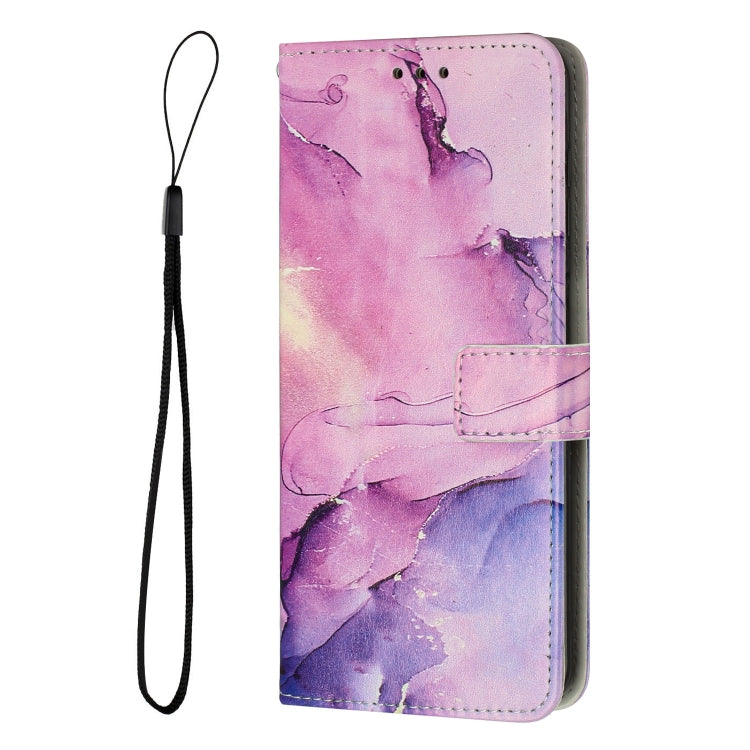 For Samsung Galaxy S25+ 5G Painted Marble Pattern Leather Phone Case(Purple) - Galaxy S25+ 5G Cases by buy2fix | Online Shopping UK | buy2fix