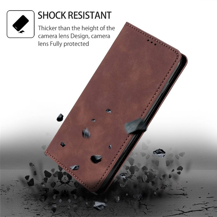 For Samsung Galaxy S25+ 5G Skin Feel Magnetic Leather Phone Case(Dark Brown) - Galaxy S25+ 5G Cases by buy2fix | Online Shopping UK | buy2fix