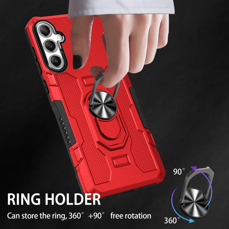 For Samsung Galaxy S25+ 5G Ring Holder Armor Hybrid Phone Case(Red) - Galaxy S25+ 5G Cases by buy2fix | Online Shopping UK | buy2fix