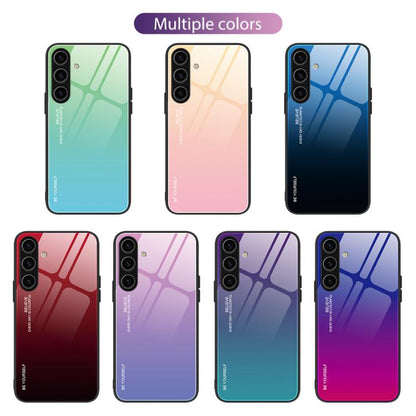 For Samsung Galaxy S25+ 5G Gradient Color Glass Phone Case(Blue Black) - Galaxy S25+ 5G Cases by buy2fix | Online Shopping UK | buy2fix