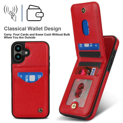 For iPhone 16 Plus AwQuer Vertical Flip Card Bag Holder Leather Phone Case(Red) - iPhone 16 Plus Cases by Awquer | Online Shopping UK | buy2fix