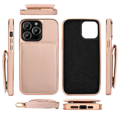 For iPhone 16 Pro VIETAO Litchi Texture Wallet PU Phone Case with Lanyard(Black) - iPhone 16 Pro Cases by VIETAO | Online Shopping UK | buy2fix