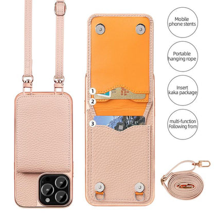 For iPhone 16 Pro Max VIETAO Litchi Texture Wallet PU Phone Case with Lanyard(Pink) - iPhone 16 Pro Max Cases by VIETAO | Online Shopping UK | buy2fix