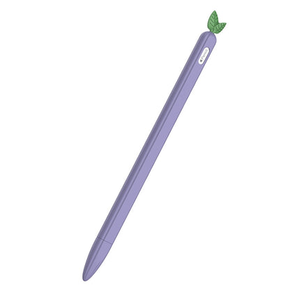 For Apple Pencil 2 Contrasting Color Mint Leaf Silicone Non-slip Protective Cover(Purple) - Pencil Accessories by buy2fix | Online Shopping UK | buy2fix