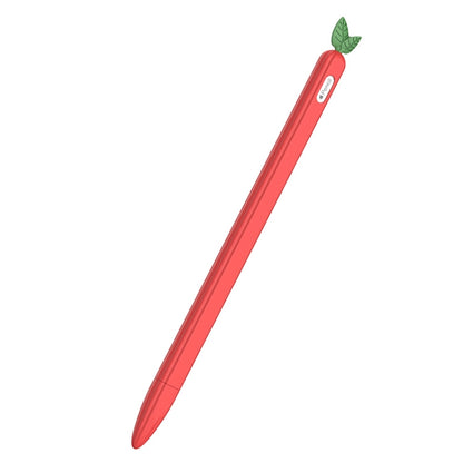 For Apple Pencil 2 Contrasting Color Mint Leaf Silicone Non-slip Protective Cover(Red) - Pencil Accessories by buy2fix | Online Shopping UK | buy2fix