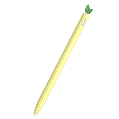 For Apple Pencil 2 Contrasting Color Mint Leaf Silicone Non-slip Protective Cover(Yellow) - Pencil Accessories by buy2fix | Online Shopping UK | buy2fix