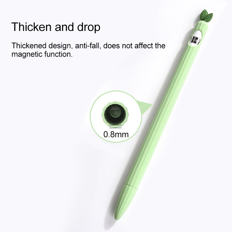 For Apple Pencil 2 Contrasting Color Mint Leaf Silicone Non-slip Protective Cover(Yellow) - Pencil Accessories by buy2fix | Online Shopping UK | buy2fix