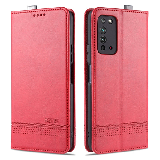 For Huawei Honor X10 AZNS Magnetic Calf Texture Horizontal Flip Leather Case with Card Slots & Holder & Wallet(Red) - Honor Cases by AZNS | Online Shopping UK | buy2fix