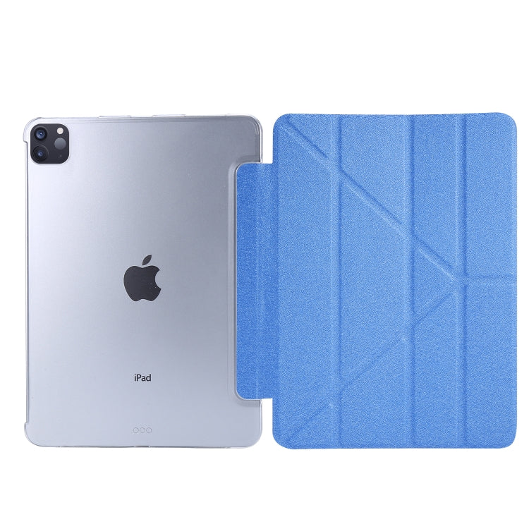 Silk Texture Deformation Flip Leather Case with Three-folding Holder For iPad Air 11 2024 / Air 2022 / 2020 10.9(Blue) - iPad Air (2022) / (2020) 10.9 Cases by buy2fix | Online Shopping UK | buy2fix