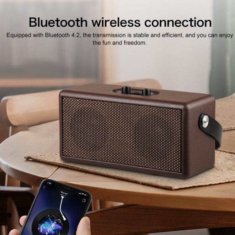 D30 Portable Subwoofer Wooden Bluetooth 4.2 Speaker, Support TF Card & 3.5mm AUX & U Disk Play(Brown) - Desktop Speaker by buy2fix | Online Shopping UK | buy2fix