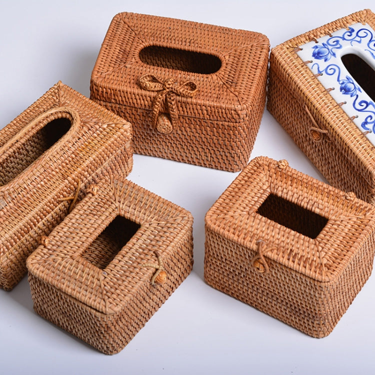 ZJH01 Ceramics Restaurant Desktop Rattan Braided Tissue Storage Box Case - Storage Boxes by buy2fix | Online Shopping UK | buy2fix