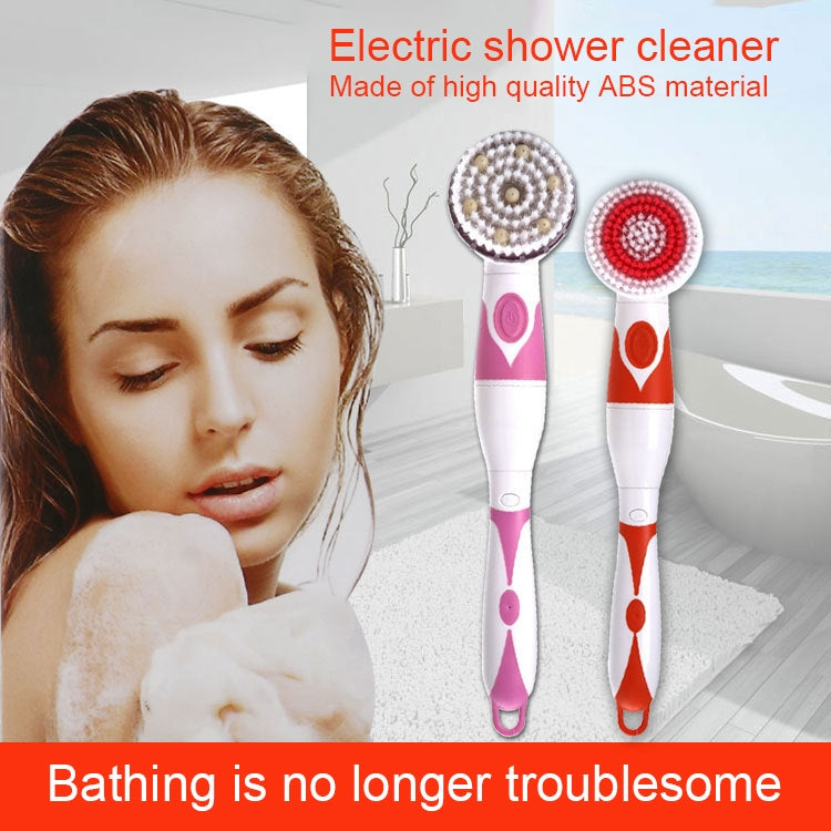 Multi-function Electric Waterproof Bath Cleansing Brush Long-handled Massage Brush, with 4 Brush Heads(Grey) - Bath Brushes & Sponges by buy2fix | Online Shopping UK | buy2fix