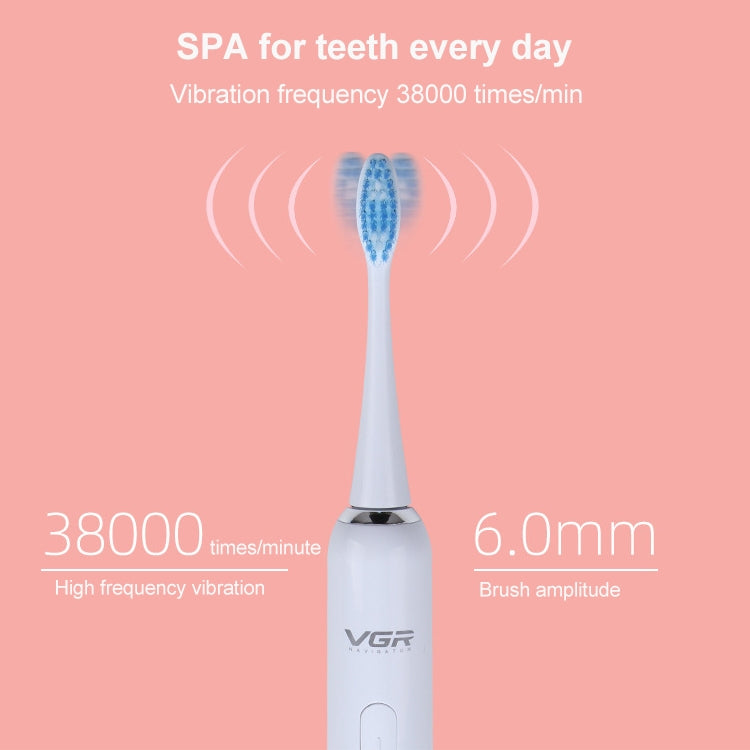 VGR V-805 IPX7 USB Magnetic Suspension Sonic Shock Toothbrush with Memory Function(Pink) - Toothbrushes by VGR | Online Shopping UK | buy2fix