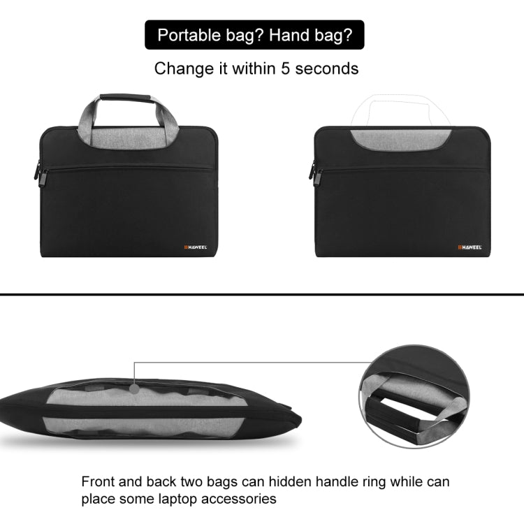 HAWEEL 13.3 inch Laptop Handbag, For Macbook, Samsung, Lenovo, Sony, DELL Alienware, CHUWI, ASUS, HP, 13.3 inch and Below Laptops(Black) - 13.3 inch by HAWEEL | Online Shopping UK | buy2fix