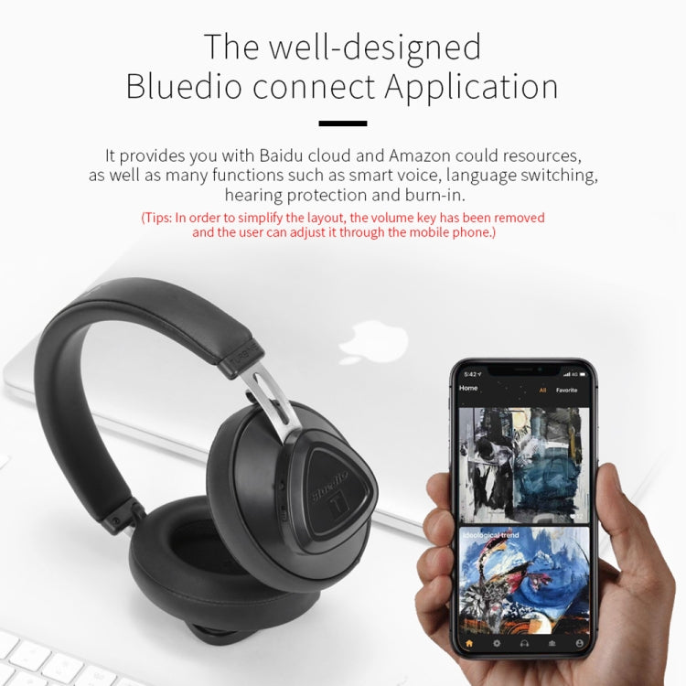 Bluedio TMS Bluetooth Version 5.0 Headset Bluetooth Headset Can Connect Cloud Data to APP(Black) - Headset & Headphone by Bluedio | Online Shopping UK | buy2fix