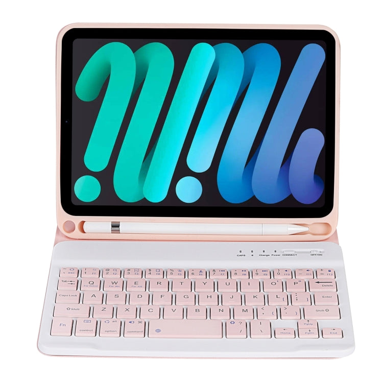 C06B Ultra-thin Candy Colors Bluetooth Keyboard Tablet Case for iPad mini 6, with Stand & Pen Slot (Pink) - For iPad mini by buy2fix | Online Shopping UK | buy2fix