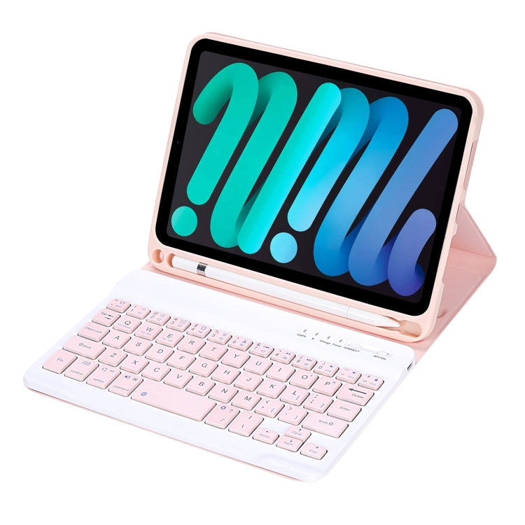 C06B Ultra-thin Candy Colors Bluetooth Keyboard Tablet Case for iPad mini 6, with Stand & Pen Slot (Pink) - For iPad mini by buy2fix | Online Shopping UK | buy2fix