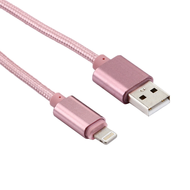 2m Woven Style Metal Head 84 Cores 8 Pin to USB 2.0 Data / Charger Cable(Rose Gold) - Normal Style Cable by buy2fix | Online Shopping UK | buy2fix