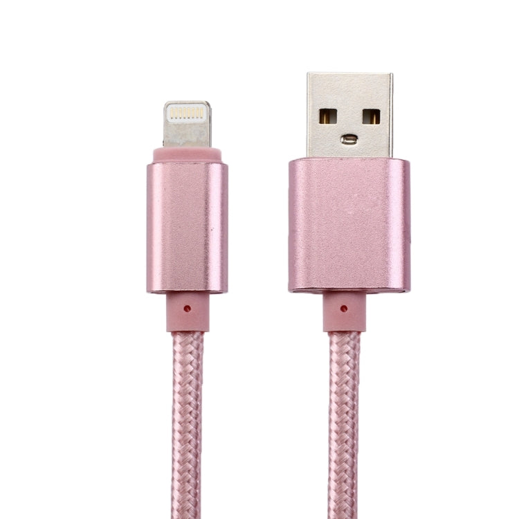 2m Woven Style Metal Head 84 Cores 8 Pin to USB 2.0 Data / Charger Cable(Rose Gold) - Normal Style Cable by buy2fix | Online Shopping UK | buy2fix