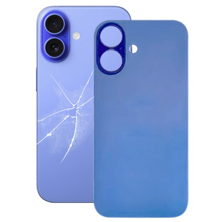 For iPhone 16 Plus Easy Replacement Big Camera Hole Glass Back Battery Cover(Blue) -  by buy2fix | Online Shopping UK | buy2fix